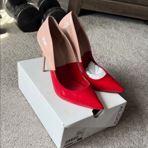 Aldo Two-Tone Red and Pink Heels